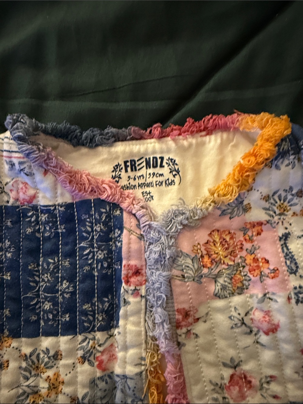 Girls' Multicolor Quilted Vest - Floral Patchwork